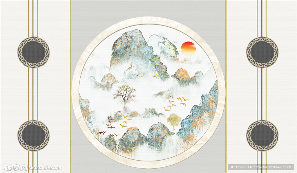 山水画背景墙