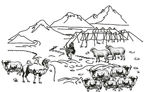 牧羊线稿图