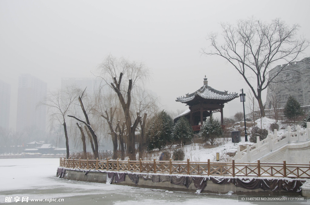 迎泽公园雪景