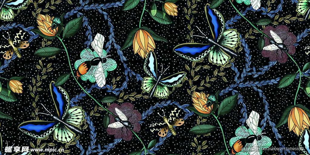 蝴蝶 蜜蜂 花卉