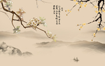 工笔花鸟背景墙装饰画