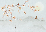 工笔花鸟背景墙装饰画