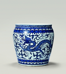 青花龙纹鼓型缸