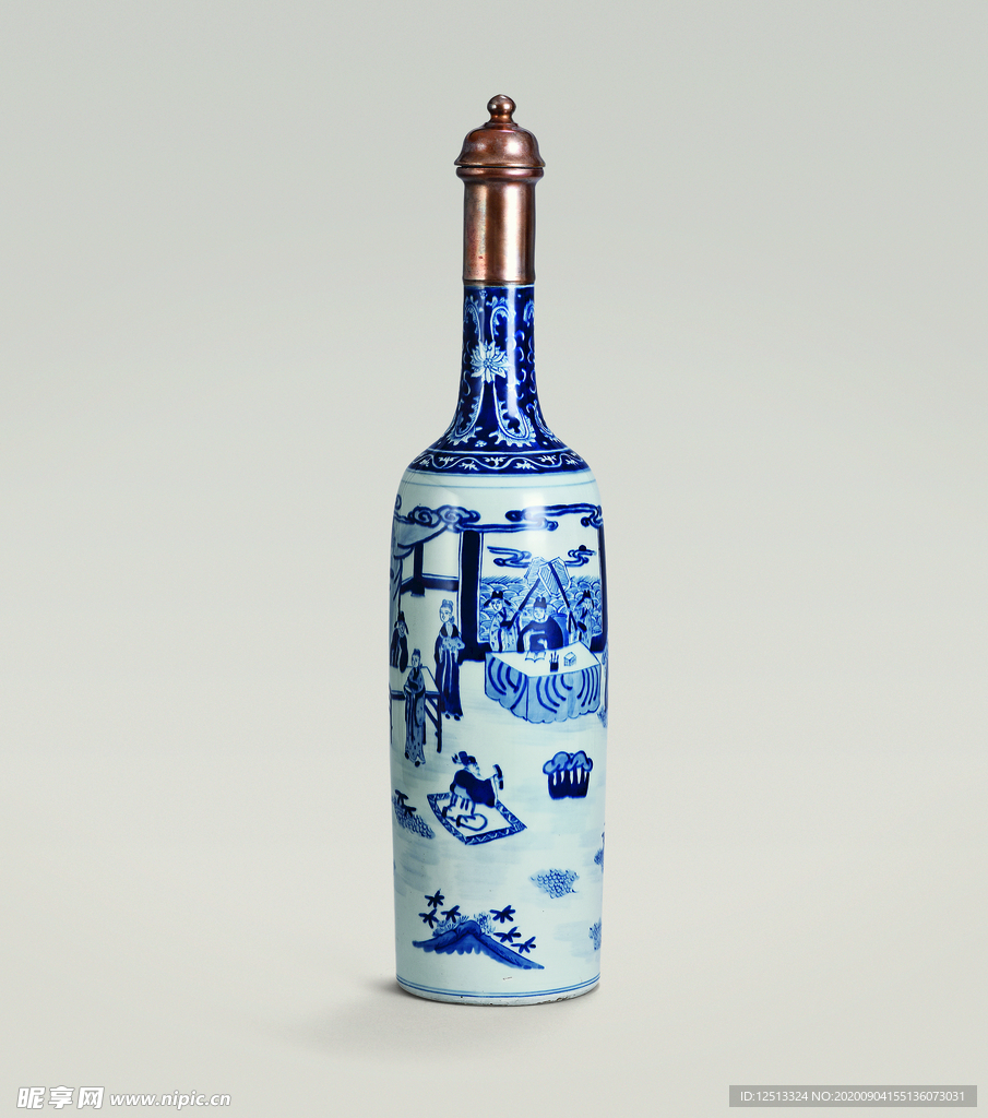 青花人物酒瓶