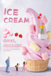 鲜粉色夏日甜品冰淇淋海报