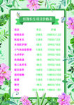 养生美容价目表
