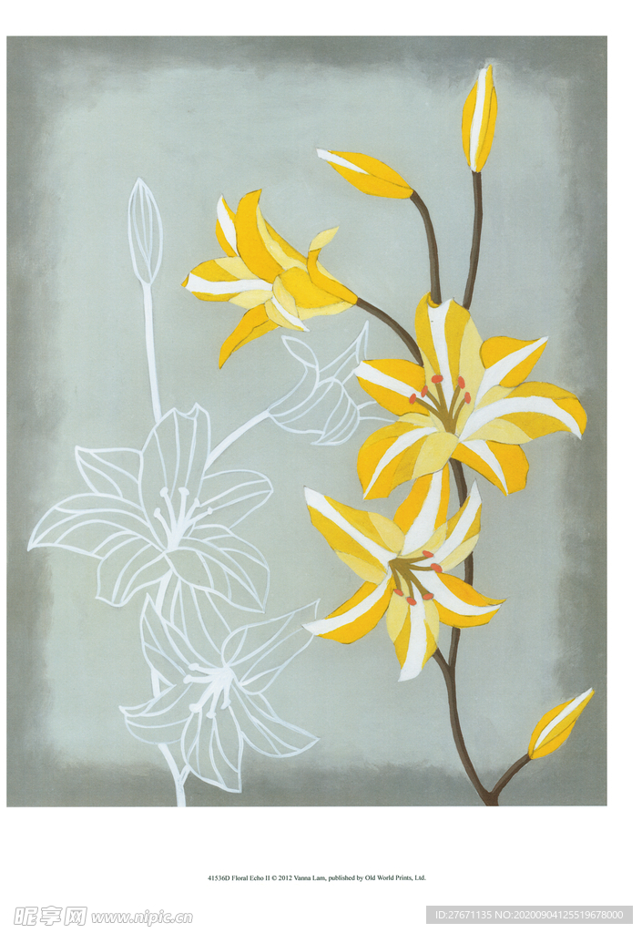 简约花卉黄色装饰画