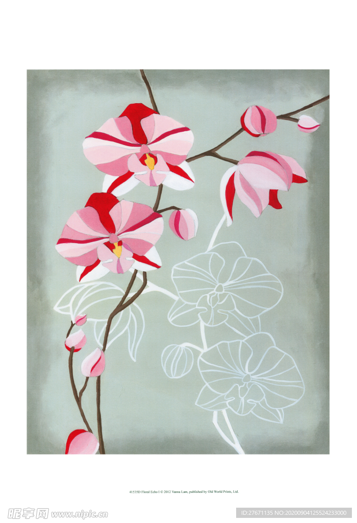 美式红色小花简约装饰画