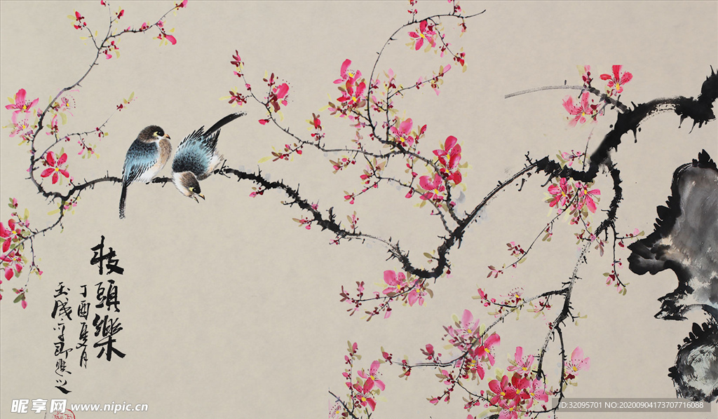 花鸟画背景墙