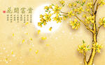 月亮花开富贵图鎏金梅花牡丹