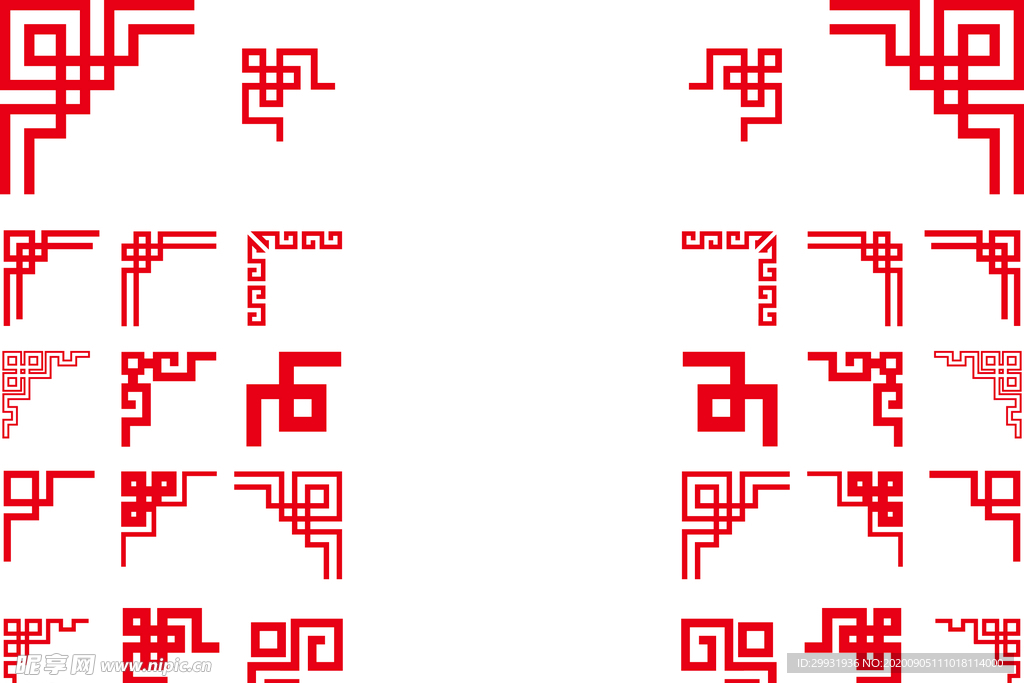 中国风边框回形边角花纹