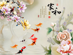 家和牡丹背景墙