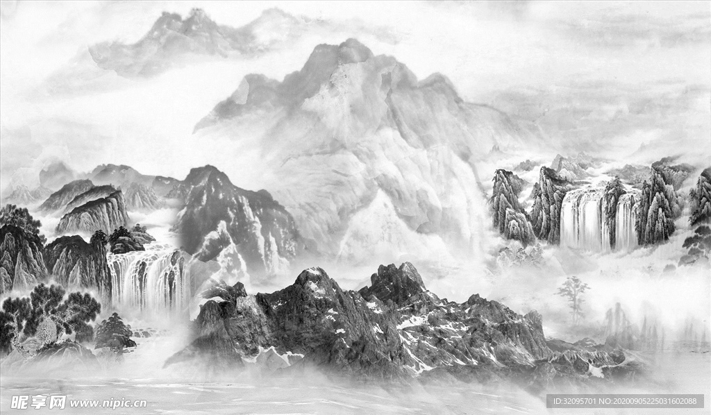 水墨山水背景墙