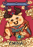 2021年金色牛年财神国潮风