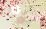 花开富贵栀子花开月色背景墙装饰