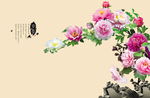 牡丹花装饰画背景墙壁纸壁画