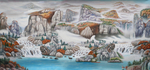 油画山水画背景画