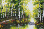 杨树林白桦树风景画装饰画