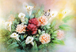 牡丹花油画蝴蝶装饰画
