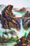 山水风景画自然风光水墨画