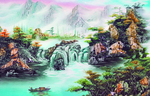 水彩画水墨画山水画装饰画背景墙