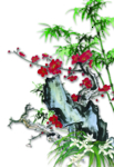 竹子梅花石头装饰画古画