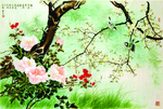 手绘水墨画牡丹花