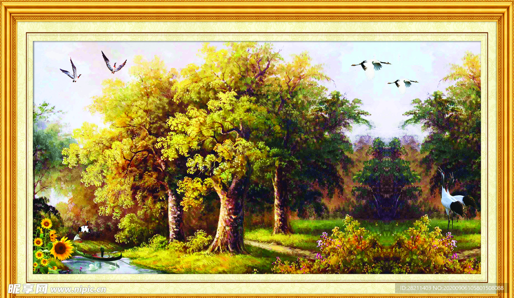 油画风景画画框装饰画