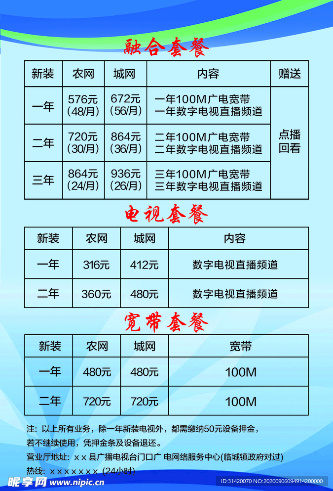 套餐价目价格牌