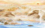 山水画 大理石纹 背景墙