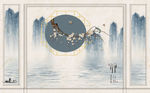 水墨山水 梅花 造型 背景墙