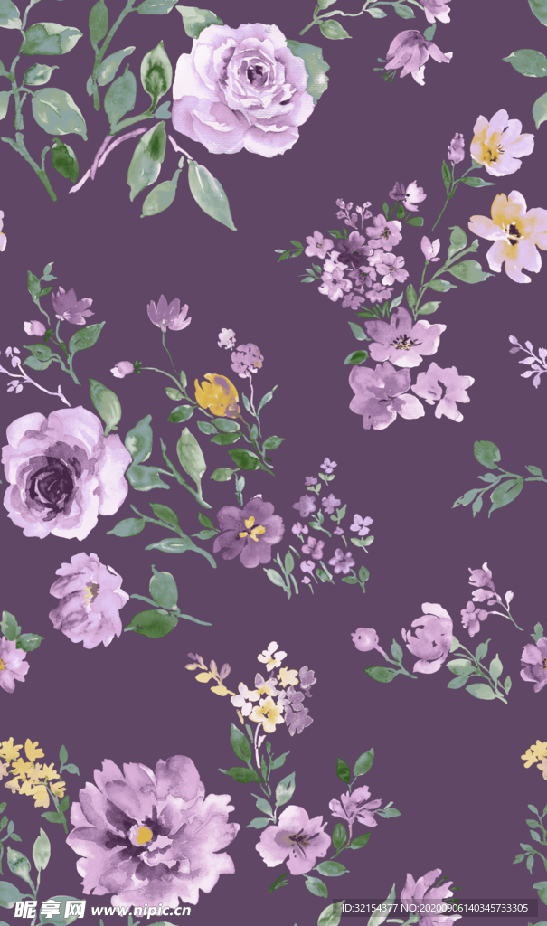 紫色大气复古花