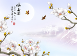 花鸟工笔背景墙