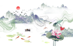荷花背景墙