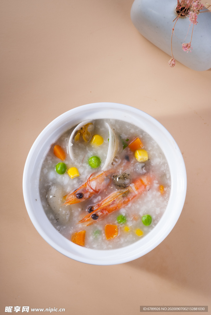 鲜虾蛤蜊海鲜粥