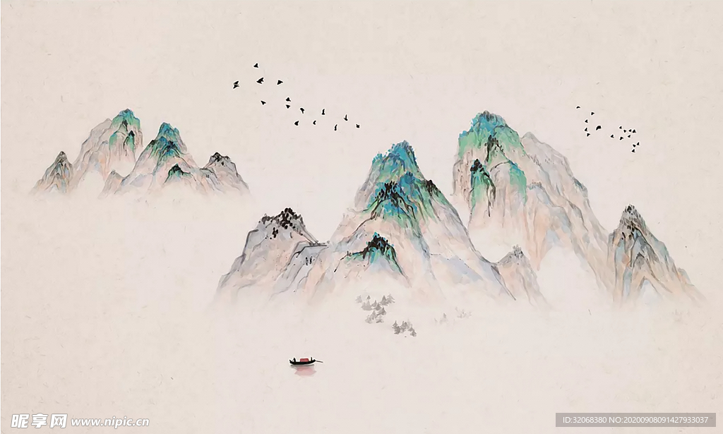 工笔花鸟背景墙装饰画