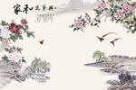 工笔花鸟背景墙装饰画