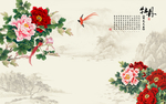 工笔花鸟背景墙装饰画