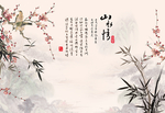 工笔花鸟背景墙装饰画