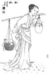 线描仕女图