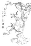 线描仕女图