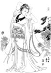 线描仕女图