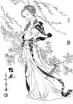 线描仕女图