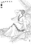 线描仕女图