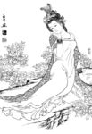 线描仕女图