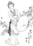 线描仕女图