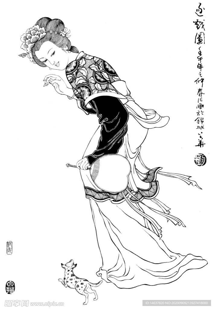 线描仕女图