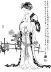 线描仕女图
