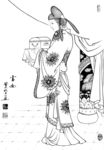 线描仕女图