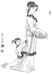 线描仕女图